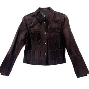 INC International Concepts Brown suede jacket, fully lined. 4 button pockets.